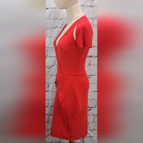 Greta Constantine Women's Peplum Flynn Dress Red Midi Made in Canada Size XS - Picture 9 of 14